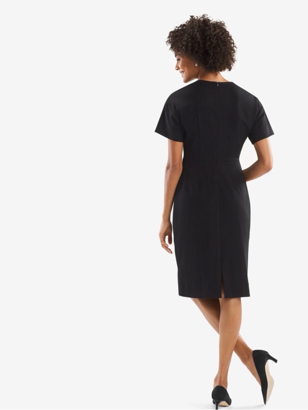 MM Lafleur Black Short-Sleeve Midi Sheath Dress - Picture 3 of 8